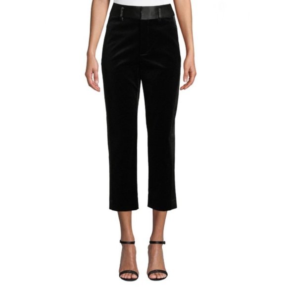 NWT FRAME Velvet Tux Straight-Legs Pants - Picture 3 of 8
